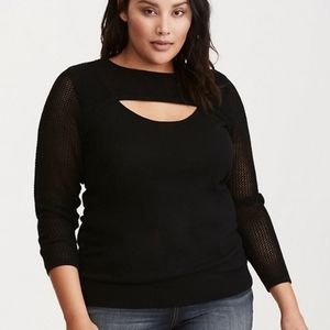 Mixed Stitch Peekaboo Neck Sweater